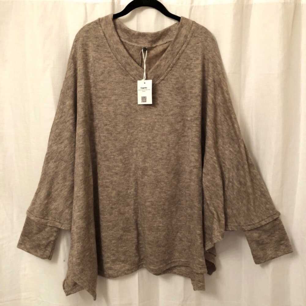 NWT tan, beige, cream knit Poncho Sweater
